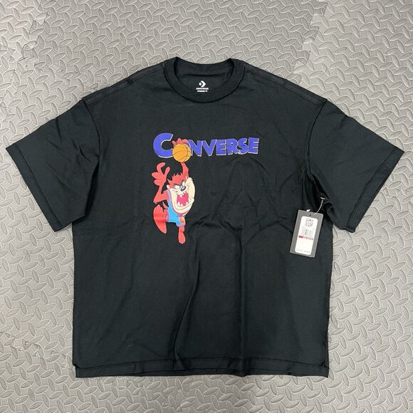 Converse x Space Jam Shirt Taz Size XS Adult Black A New Legacy Court Ready Tee - Picture 1 of 11